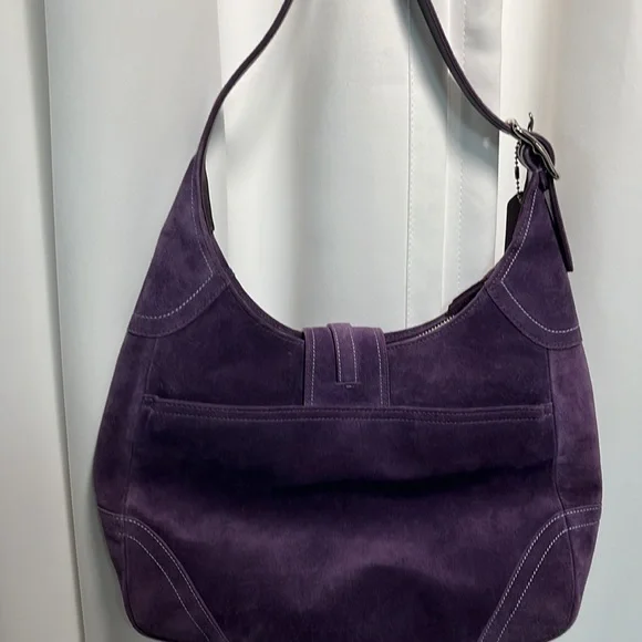 Coach Purple Suede Shoulder Bag - Picture 4 of 10